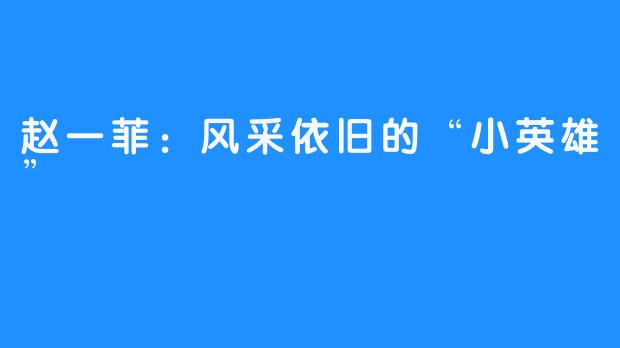 赵一菲:风采依旧的“小英雄”