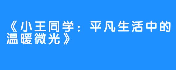 《小王同学：平凡生活中的温暖微光》